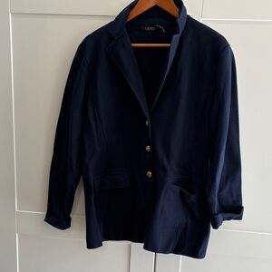 Ralph Lauren Dark Navy Single-Breasted Blazer with Gold Buttons